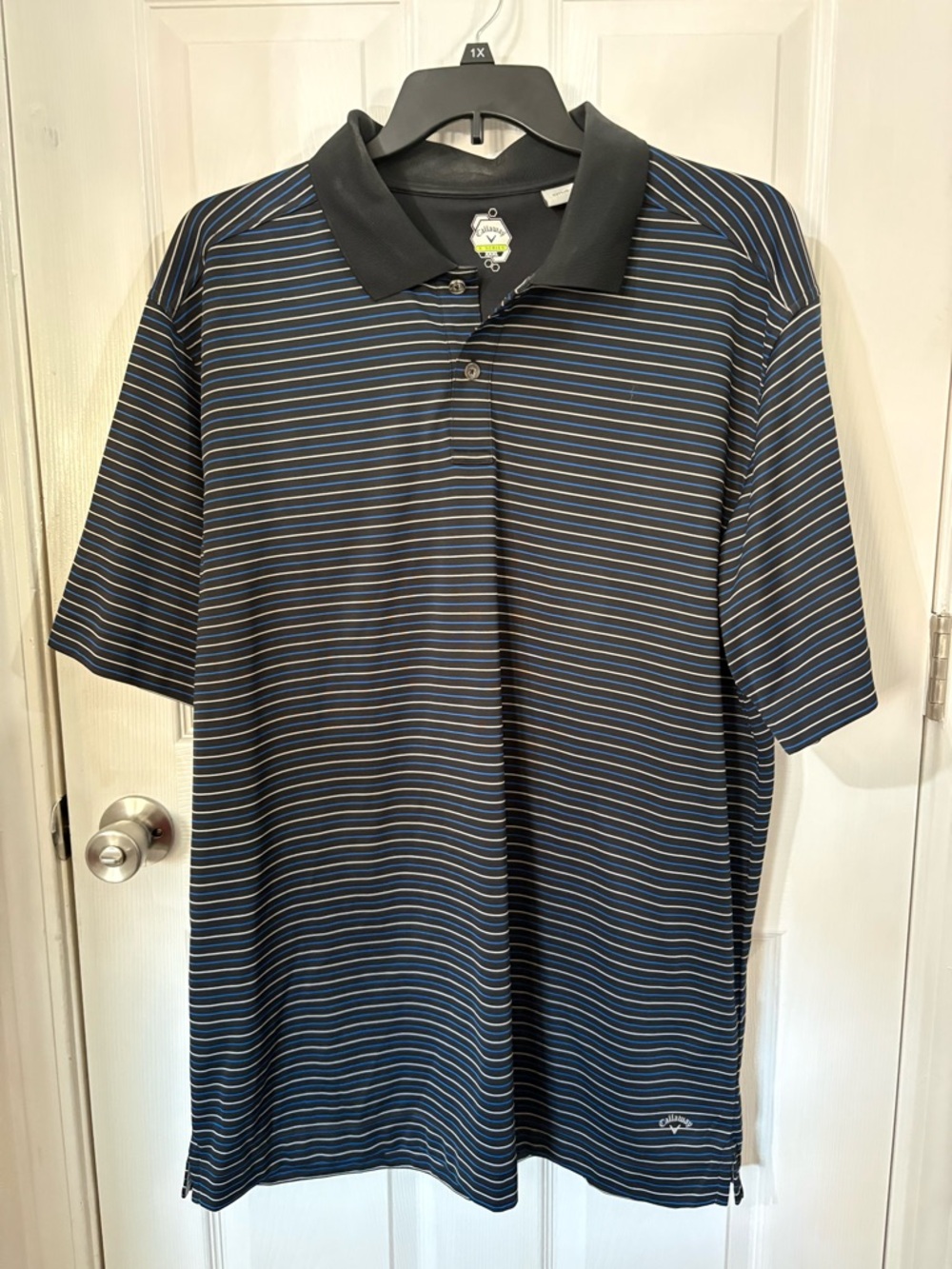 Callaway Navy and Black Striped Polo Shirt